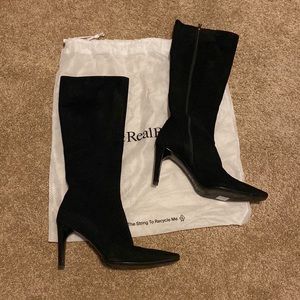 Black Prada Suede Knee Boots
